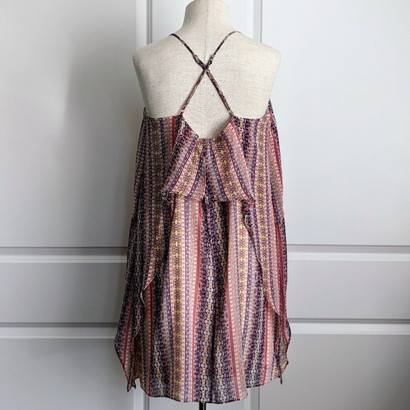 BCBGMaxAzria Dress Halter Neck Sleeveless Sheath Ruffled Navy Coral Pink M NWT - Picture 7 of 14